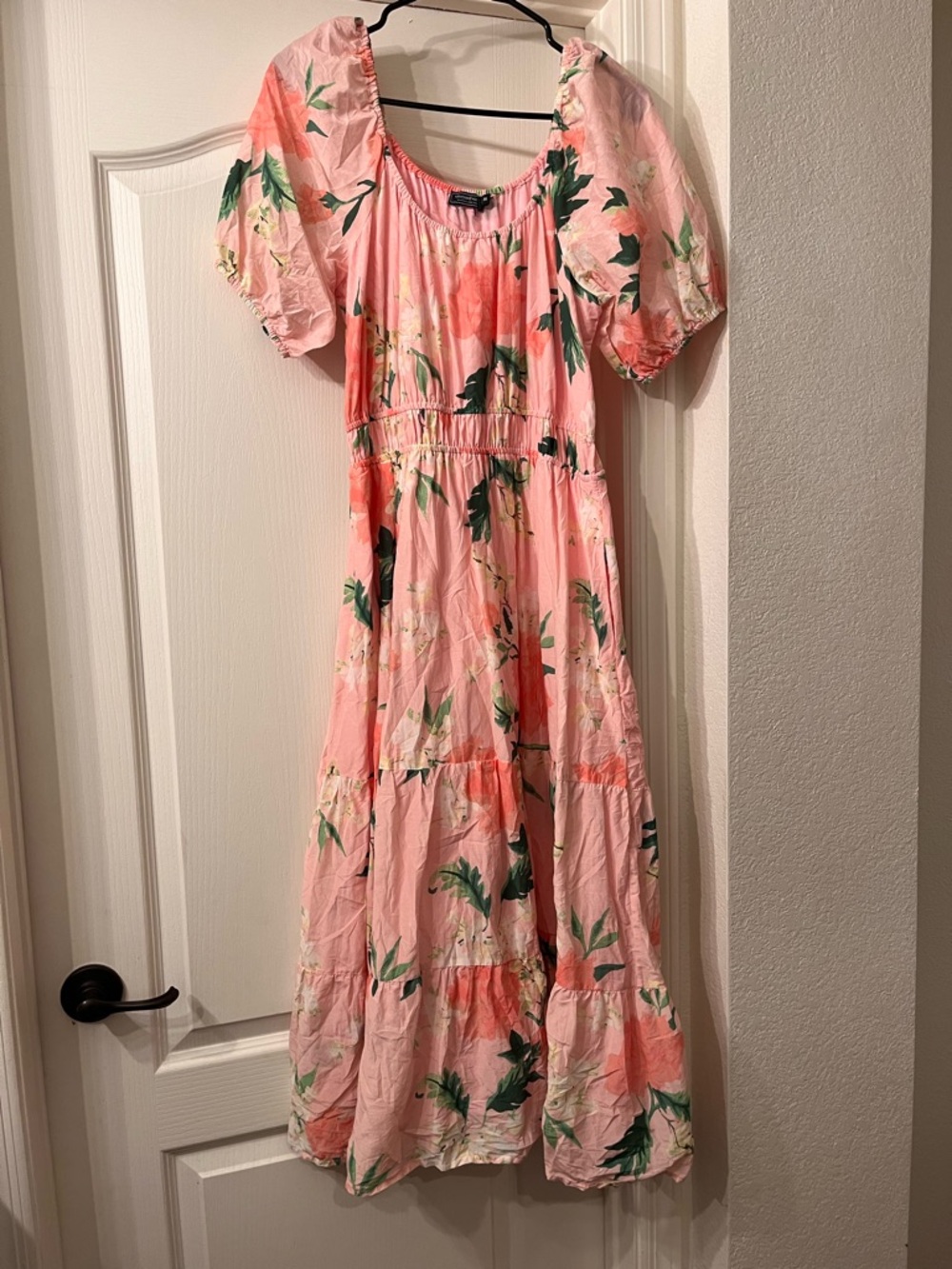 Vineyard Vines Pink Floral Puff-Sleeve Maxi Dress